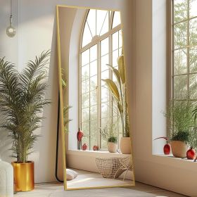 64"x21" Full Length Mirror,with Stand Full Length Aluminum Alloy Frame Standing Hanging or Leaning Against Wall, Gold