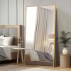 Full Length Mirror, 76.4"x37" Gold Oversized Tempered Floor Mirrors with Stand, Full Body Dressing Mirror Hanging or Leaning