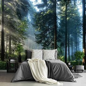 Tropical Rainforest Fabric Wallpaper 195"x120" Misty Enchanted Jungle Wood Tree Nature Landscape Easy Care Heavy Duty Adhesive