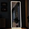 LED Full Length Mirror 64" x 21" Full Body Mirror with Stand Wall Mounted Hanging with Lights Free Standing ,White