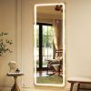 LED Full Length Mirror 64" x 21" Full Body Mirror with Stand Wall Mounted Hanging with Lights Free Standing ,White