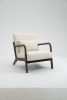 Mid Century Modern Accent Chair with Wood Frame, Upholstered Living Room Chairs with Waist Cushion, Reading Armchair for Bedroom Sunroom