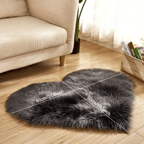 1pc Heart-Shaped Faux Sheepskin Area Rug - Soft and Plush Carpet for Home, Bedroom, Nursery, and Kid's Room - Perfect for Home Decor and Comfort (Color: Dark gray)