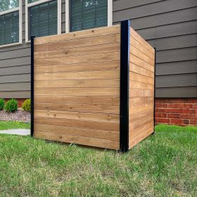 Privacy Screens 73.5in H x 36in W Tiaga Slatted Premium Wood Freestanding or Surface Mounted Privacy Screen Kit (1 Panel) (Color: 2 Solid Panels)