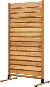 Privacy Screens 73.5in H x 36in W Tiaga Slatted Premium Wood Freestanding or Surface Mounted Privacy Screen Kit (1 Panel) (Color: 1 Louvered Freestand)