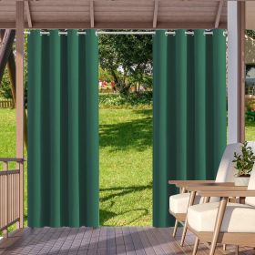 2pack Indoor Outdoor Curtains Waterproof Thermal Insulated Curtains Sliding Tab Top Outside Blackout Patio Curtains for Porch (Color: Green)