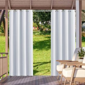 2pack Indoor Outdoor Curtains Waterproof Thermal Insulated Curtains Sliding Tab Top Outside Blackout Patio Curtains for Porch (Color: Silver white)