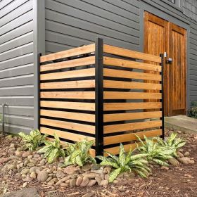 Privacy Screens 73.5in H x 36in W Tiaga Slatted Premium Wood Freestanding or Surface Mounted Privacy Screen Kit (1 Panel) (Color: 2 Slatted Panels)